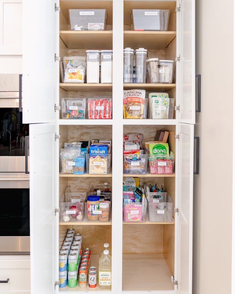Organized Kitchen Pantry With Bins